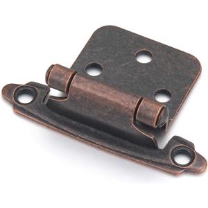 10 Pack (5 Pair) Antique Copper (Oil Rubbed Bronze) Self Closing Cabinet Hinges for Kitchen Cabinet Door, 1/2" Overlay (Variable) Semi Concealed Kitchen Cabinet Hinges