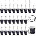 FoldTier Shot Glass Necklaces Cups with Lanyard 2 oz Clip Wristlet Plastic Mini Shot Glasses Adult Party Favor for Valentines Wedding Birthday Fiesta Whiskey Tequila Vodka(Black,30 Set)