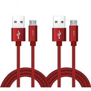 RoFI Micro USB Cable, [2Pack] 1.2M Android Charger, Nylon Braided Micro USB Charger, High Speed USB 2.0 A to Micro B Charging Cord Universal for HTC, S6, Kindle, Android, and More (Red, 4 Feet)