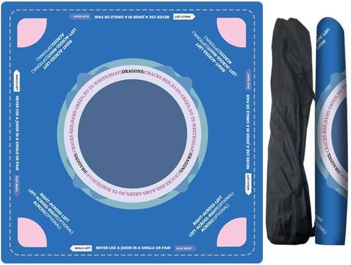 Mahjong Learning Mat(33"X33")，Neoprene Mahjong Mat for Table，Non-Slip, Noise-Reducing Mahjong Table Mat for American (Blue)