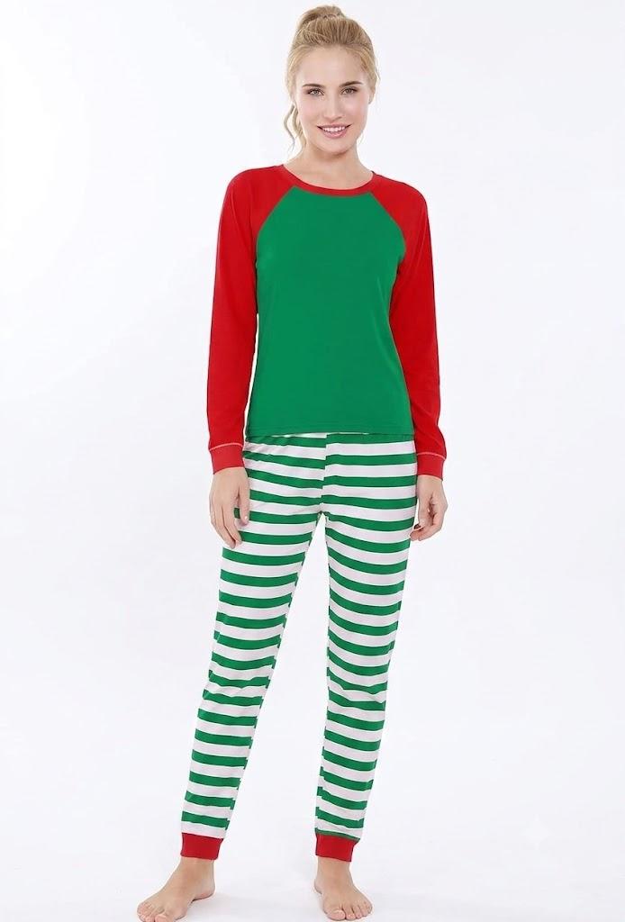 Benaive Matching Family Christmas Pajamas Set Holiday Pjs for Women Men Sleepwear (Striped Green, Women-Small)