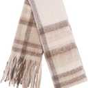 MissShorthair Oversized Chunky Blanket Scarf for Women Winter Warm Colorful Big Scarfs Plaid Thick Scarves Soft Fluffy Shawl (Beige and Brown Plaid)