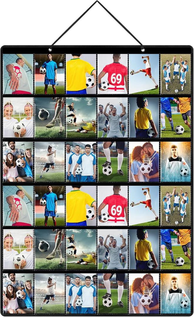36/24 Pockets Graded Card Wall Display, Hanging Sports Card Holder Case for Baseball Football Slab(38.2 x 24.6 Inch)