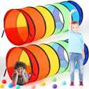 2 Pcs Giant 27.6 Inch Play Tunnel for Kids and Large Dogs Colorful Pop Up Crawl Tunnel Toy for Toddlers with Mesh Collapsible Game Tent Toy for Boy Girl Gift Summer Indoor Outdoor