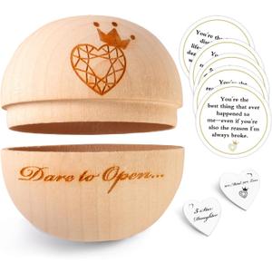 Personalized I Love You Unique Graduation Gift for Daughter Her Teenage Girls,Christmas Valentines Birthday Gifts for Daughter from Mom Dad Mother Father,Wooden Round Box with Funny Cards & Coin