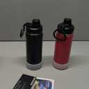 koodee Water Bottle 2 Pack 16 oz Stainless Steel Vacuum Insulated Water Bottle Wide Mouth Sports Flask with Leakproof Spout Lid (Navy and Grass Green)