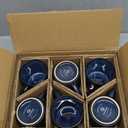 famiware Coffee Mug Set for 6, Star 12 oz Catering Mugs Cup Set with Handle for Coffee, Tea, Cocoa, Milk - Ceramic Stoneware Drinkware Set, Nebulas Blue