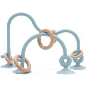 Montessori Educational Toys For Infant Toddlers, High Chair Toys With Suction Cups For Toddlers 0-6 M+ Food Grade Silicone Teething toy For Toddler 6M+, Parent-Child Baby Toy Set 12 18 M+ (Dusty Blue), Medium