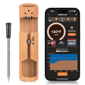 INSMART Wireless Smart Meat Thermometer,330FT Bluetooth Range,100% Waterproof,Precision Cooking Grilling,Multi Sensors,for BBQ,Oven,Grill,Kitchen,Smoker, Rotisserie Turkey Beef (Wood)