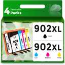 Ubinki 902XL Ink Cartridge Combo Pack for Hp 6978 6968 6970 Ink Replacement for HP 902 XL HP902XL to OfficeJet Pro 6968 6962 6975 6960 6950 6954 6951 6956 6961 6963 6964 Printer(4 Pack,KCMY)