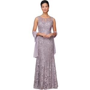 Alex Evenings Women's Long Sleeveless Dress with Shawl, Wisteria, 12