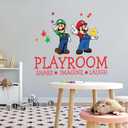 Children Playroom Share Imagine Laugh Adventurous Sign Wall Decal Decoration Kids Game Cartoon Characters Animated Colorful Dcor Stars Lasts Years and Easily Removable - Size: 40 in(W) x 36 in(H)