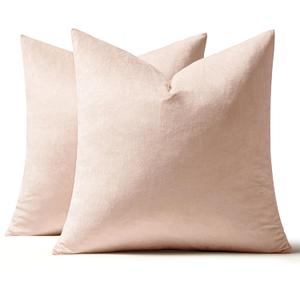 MIULEE Pack of 2 Pillow Covers Velvet Throw Pillow Covers 18x18 Inch Soft Solid Decorative Square Set Cushion Cases for Spring Couch Sofa Bedroom, Pink