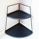 2 Tier Bathroom Counter Organizer, Standing Rack Cosmetic Holder, Wood Vanity Organizer Tray for Bedroom (Black) (Black)