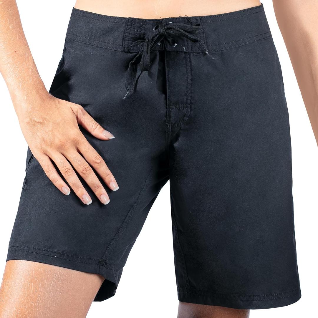 Kanu Surf Women's Marina UPF 50 Active Swim Board Short (Reg & Plus Sizes) (Black, S)
