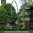 Kingsyard WPC Composite Platform Bird Feeder for Outside, Heavy Duty Hanging Tray for Mealworms & Seeds, 3.5 lbs Large Capacity, Weatherproof Recycled Plastic Material, Easy to Clean, Green