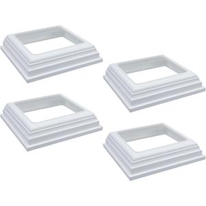 4x4 Vinyl Fence Post Skirt 4Pcs, Split Style Snap-On Post Cover Base Trim for Wood Fence Deck Railing, Porch Handrail, Stair Baluster, White PVC Post Sleeve