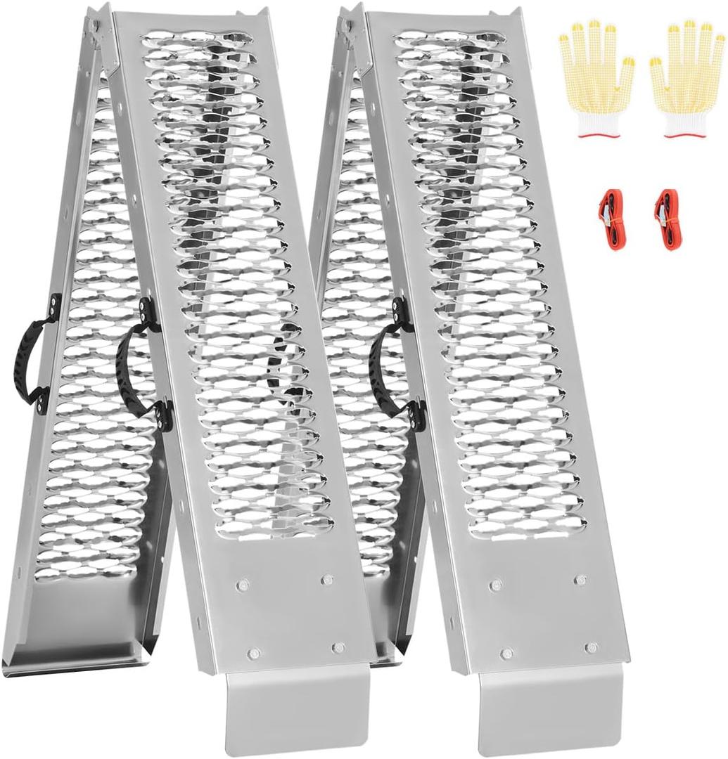 VEVOR Steel Ramps, 1000 lbs, 2Pcs Heavy-Duty Ramps with Wider Ramp Surface, Universal Stable Loading Ramp with Handles, Fit for ATV, UTV, Motorcycle, Electric Bicycle, etc.
