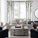 White Curtains 84 Inch Length 2 Panels Set Floral Drapes Noise Reducing Thermal Curtains for Bedroom Living Room Decor 52" W x 84" L