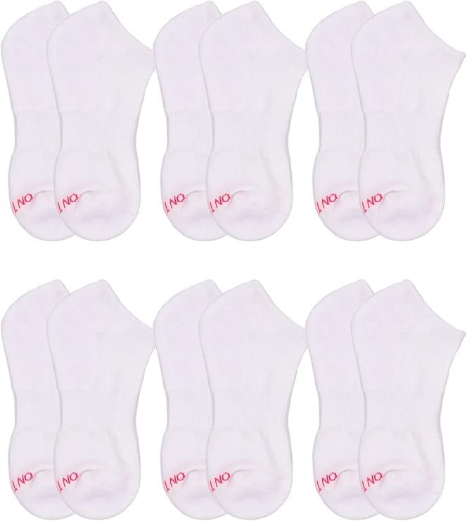 On The Go Hosiery Women's Cushion Fashion No Show Socks /Invisible Socks (6 Pair/ 3 Pack) (White), One Size (G-01)