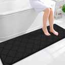 OLANLY Memory Foam Bath Mat Rug 59x20, Ultra Soft and Absorbent Bathroom Rugs, Non-Slip, Comfortable, Machine Washable Bath Carpet for Bathroom Floor, Tub, Shower and Home Decor Accessories, Black