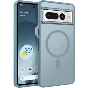 BENTOBEN for Google Pixel 7 Pro Case [Compatible with Magsafe] Translucent Matte Magnetic Pixel 7 Pro Case Slim Shockproof Women Men Protective Phone Cases for Google Pixel 7 Pro 6.7", Grey Blue