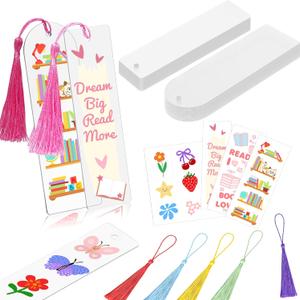 30PCS Acrylic Bookmark Blanks with 30 Tassels & 4 UV DTF Stickers, DIY Bookmark Making Kit for Teachers, Crafters  Personalized Tags for Gifts, School Projects, Party Favors (Mixed Pack)
