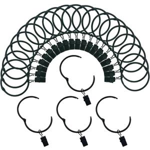Curtain Rings with Clips 1 Inch Interior Diameter Openable 24 Pack Rustproof Metal Hangers Ring Decorative Drapery Vintage Black TXZWJZ