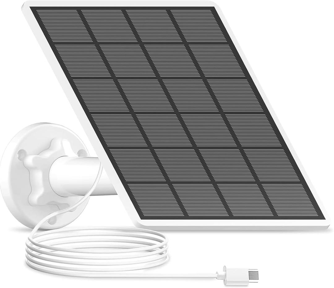 ANRAN 3W Solar Panel with 3M Micro USB & Type-C Port Cable, Compatible with Rechargeable Battery Powered Security Cameras CCTV Cameras, IP65 Waterproof, 360Adjustable Mounting, Outdoor