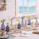 Hewory Small Bud Vases Bulk: 25Pcs Multi Blue Flower Vases for Centerpieces | Mini Coastal Decor, Vintage Glass Bottle for Wedding Table, Baby Showers, Patriotic, Relief, Navy & Light Blue, Assorted