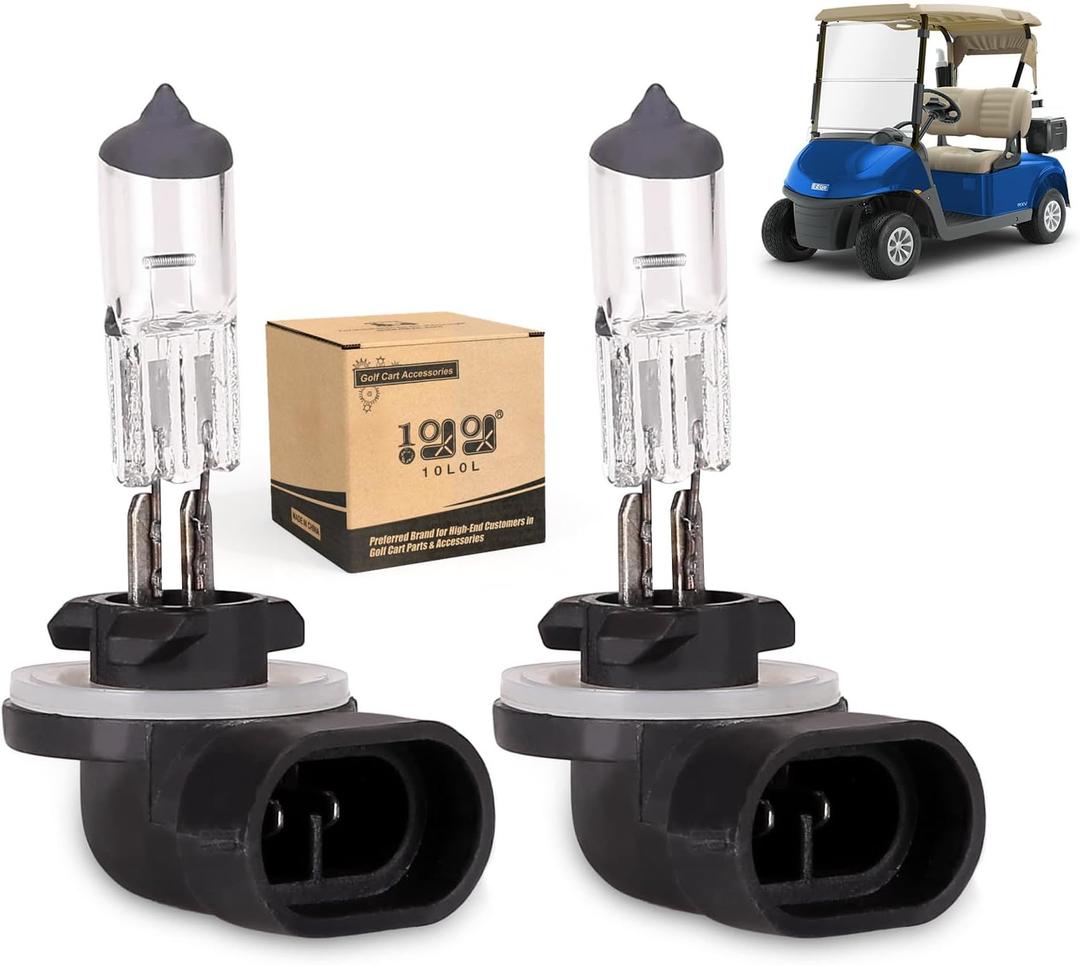 10L0L Halogen Headlight Bulb for EZGO 1994-up and Club Car DS 1999 up & Precedent 2004-up,12V 37W 886 Golf Cart Light Bulbs, OEM# 101988101, 74004G01 (Pack of 2)