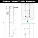 Universal Exterior RV Ladder, 7.6FT-8.4FT Aluminum Travel Trailer Ladder, 250lbs Capacity, Sliver