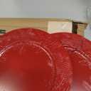 Omuriko Red Chargers Plates Set of 12, Plastic Decorative Charge Plates for Dinner, Table Setting, Holiday, Thanksgivng, Christmas