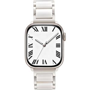 V-MORO Compatible with Apple Watch Band 41mm 42mm 40mm 38mm Series 11/10/9/8 Fashion Strap Women,Stainless Steel Resin Band Bracelet Replacement for iWatch SE 3/7/6/5/4/3/2/1-Starlight