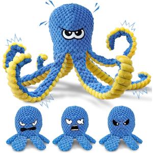 Interactive Dog Toys Octopus, 4 Pack Squeaky Hide And Seek Large Dog Toys to Keep Them Busy, Tough Plush Chew Toy, Tug of War Doggie Toy for Small,Medium and Large Breeds, Puppy Toys Puzzle