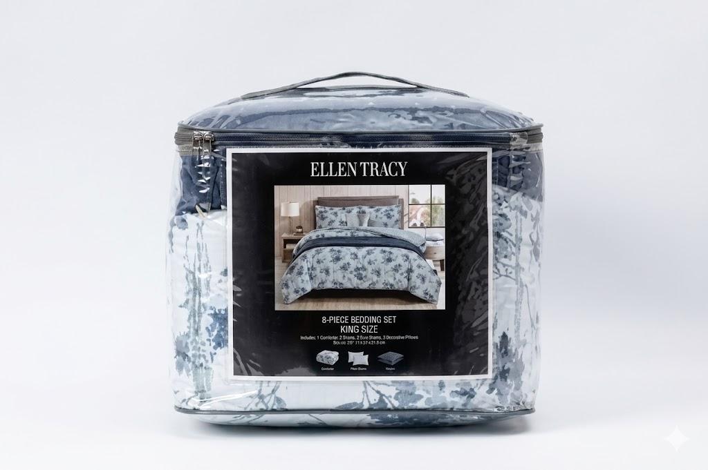 Ellen Tracy 4 Piece Comforter Set Blue Floral, King Size