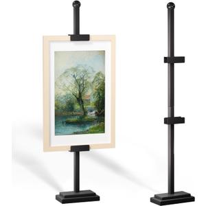 Adjustable Tabletop Easel Stand for Frames Up to 29" H, Metal Picture Frame Stand, Table Easels for Display, Standing Easel Frame Holder Display Stand for Picture Frames, Artwork, Canvas (Black)