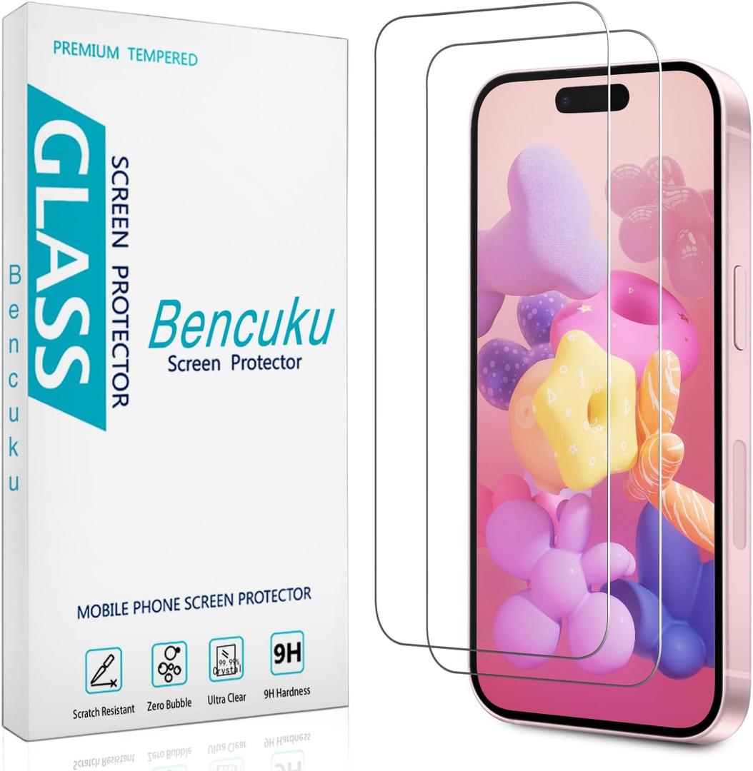 (2 Pack) Designed for iPhone 16 Tempered Glass Screen Protector, Full Coverage, Anti Scratch, Bubble Free