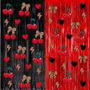 2 x 4 Pack 3.2x8.2ft Cherry Leopard Print Foil Fringe Curtains | Cheetah Print Birthday Party Backdrop Decoration, Photo Props Decor Supplies