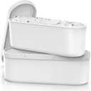 BALCI Ice Cream Containers - 2 Quart Ea. (Set of 2) - Premium Reusable Freezer Storage for Homemade Ice Cream Tub for Sorbet, Frozen Yogurt - Flexible Silicone Lids, Long Scoop - White With Sprinkles