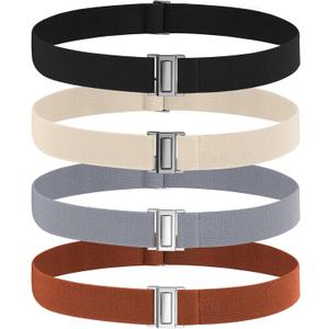 No Show Elastic Belts for Women with Invisible Flat Buckle Stretch Web Strap Belt for Jeans Pants Dresses
