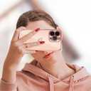 ZTOFERA Designed for iPhone 13 Pro Max Case 6.7 inch,Cute Plating Edge Love Hearts Pattern with Camera Lens Protection Phone Cover for Girls Women,Pink