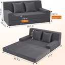 MeMoreCool Folding Futon Couch Queen Boneless Corduroy Sofa Bed, Convertible Foam Floor Lounger with Pillow & Washable Cover, Foldable Sleeper for Living Room, Bedroom, Guest Space