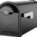 Architectural Mailboxes 8830B-10 Winston Nickel Flag Post Mount Mailbox, Medium, Black