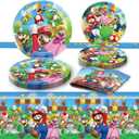Mario Birthday Party Supplies, 20 Plates, 20 Napkins and 1 Tablecover for Mario Party Supplies, Mario Theme Party Decorations