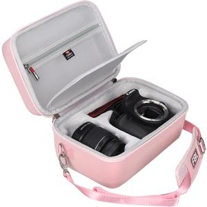 FBLFOBELI EVA Travel Storage Case for Canon EOS Rebel T7 / T8i / T5 / R50 / R100 DSLR Camera with 18-55mm Lens, Camera Protective Waterproof Carrying Bag (Case Only) (Pink)