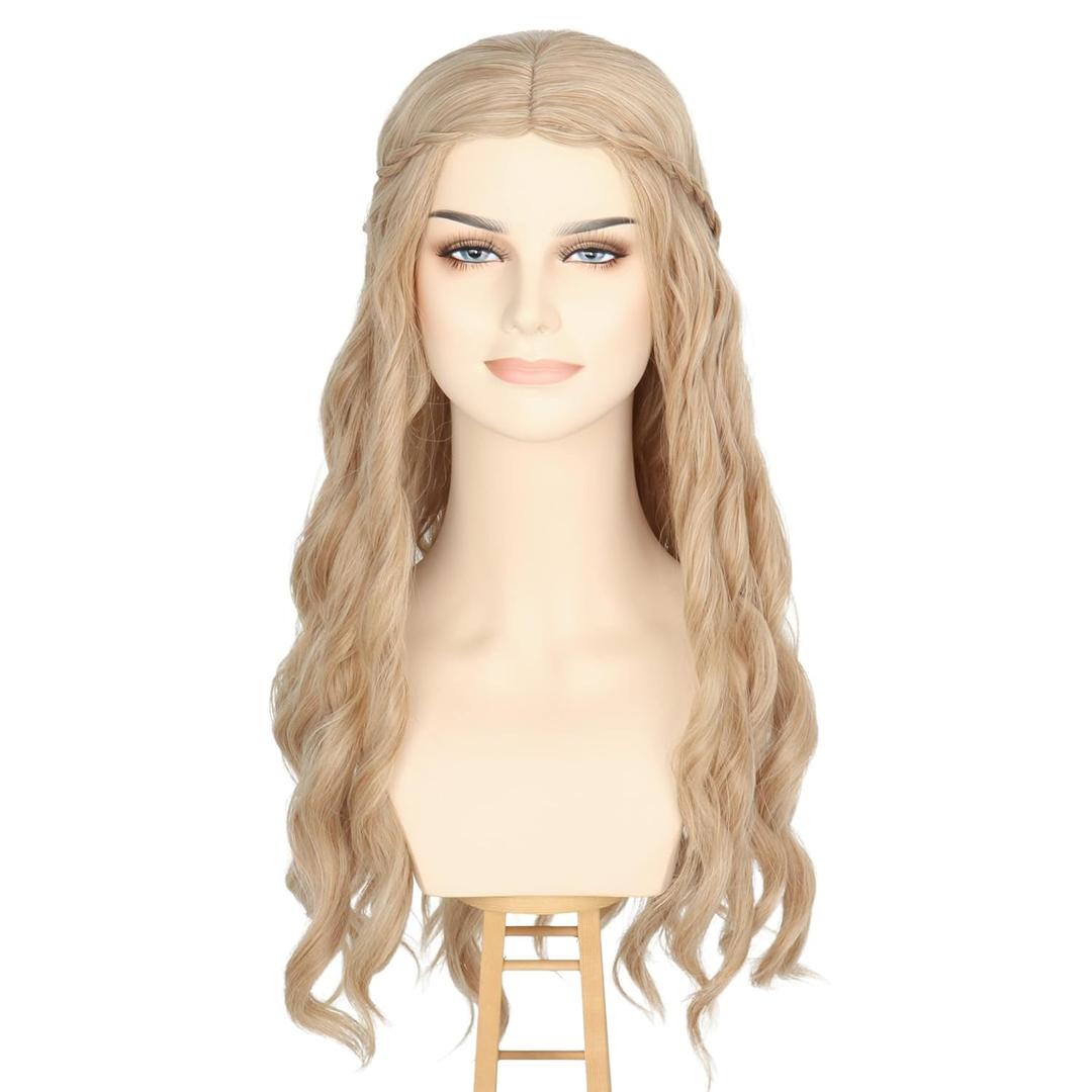 Miss U Hair Long Blonde 70s Hippie Wigs for Women Elf Princess Bride Wig Renaissance Long Wavy Halloween Costume Wig