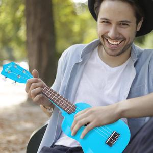 Everjoys Soprano Ukulele Beginner Pack-21 Inch w/Free Online Lesson Gig Bag Digital Tuner Pick Polishing Cloth All in One Kit (Blue)