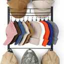 Hat Rack for 45 Baseball Caps with 10 Clips 3 Tier Hat Organizer for Wall Multi-functional Hat Hanger Metal Hat Holder at Closet Bedroom Entryway Gift for Men Boy Teen (Black)