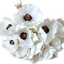 10 Stems Artificial Poppies Real Touch PU Fake Latex Flowers for Wedding Holiday Bridal Bouquet Home Party Decor (White)